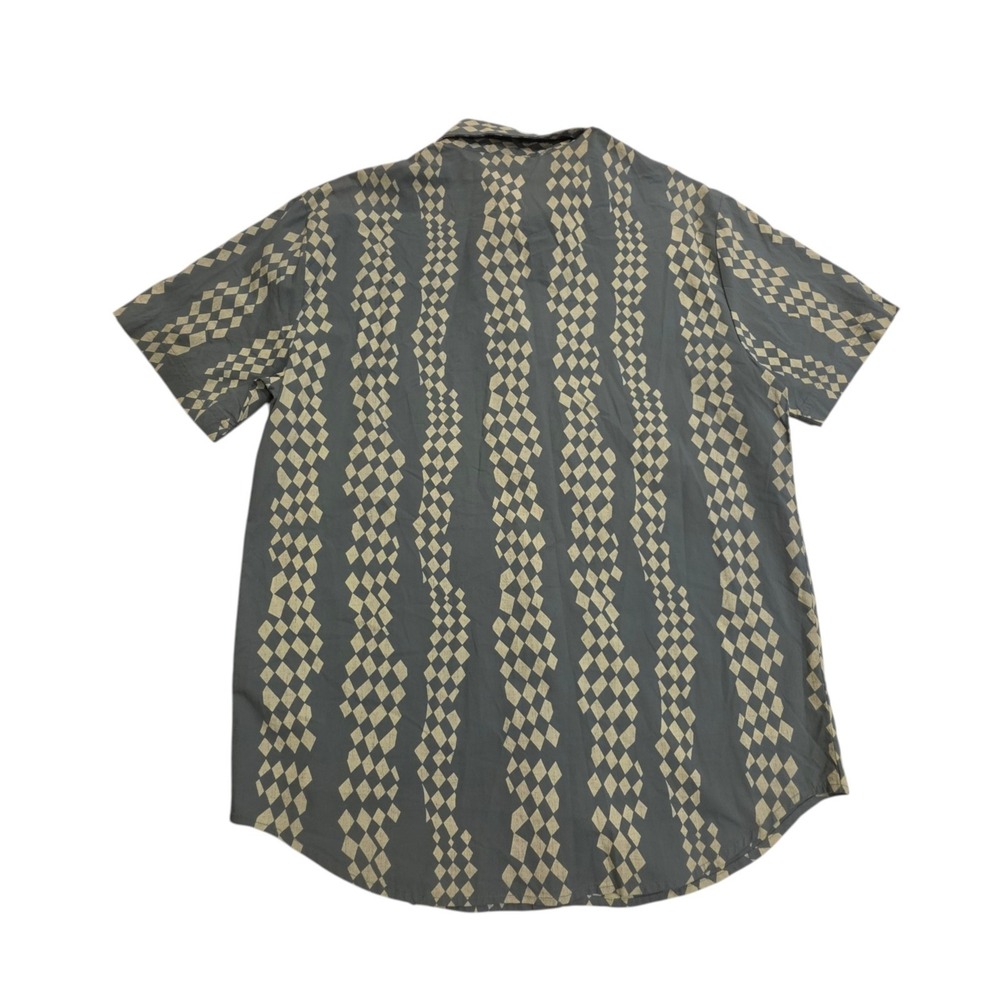 Billabong Mens Button Down Shirt Gray Cream Diamond Harlequin Large - Picture 5 of 6